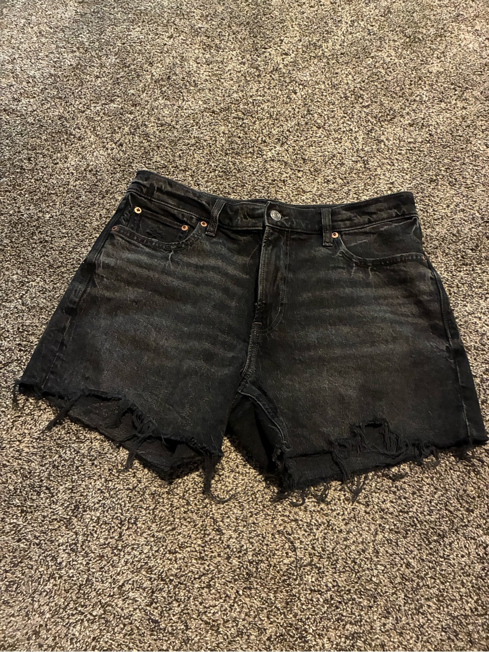 American Eagle Outfitters Black Distressed Denim Cutoff Shorts